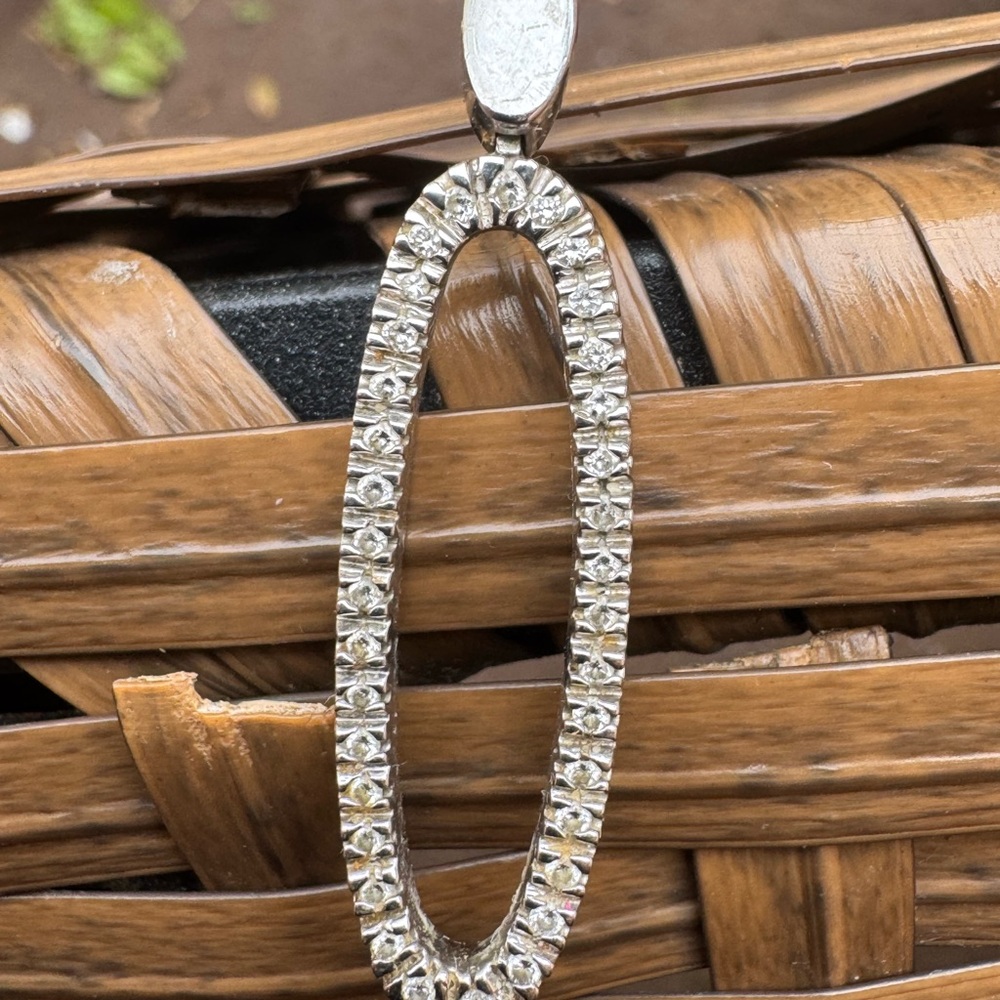 Vintage solid 14k white gold genuine diamond pendant - Picture 14 of 14